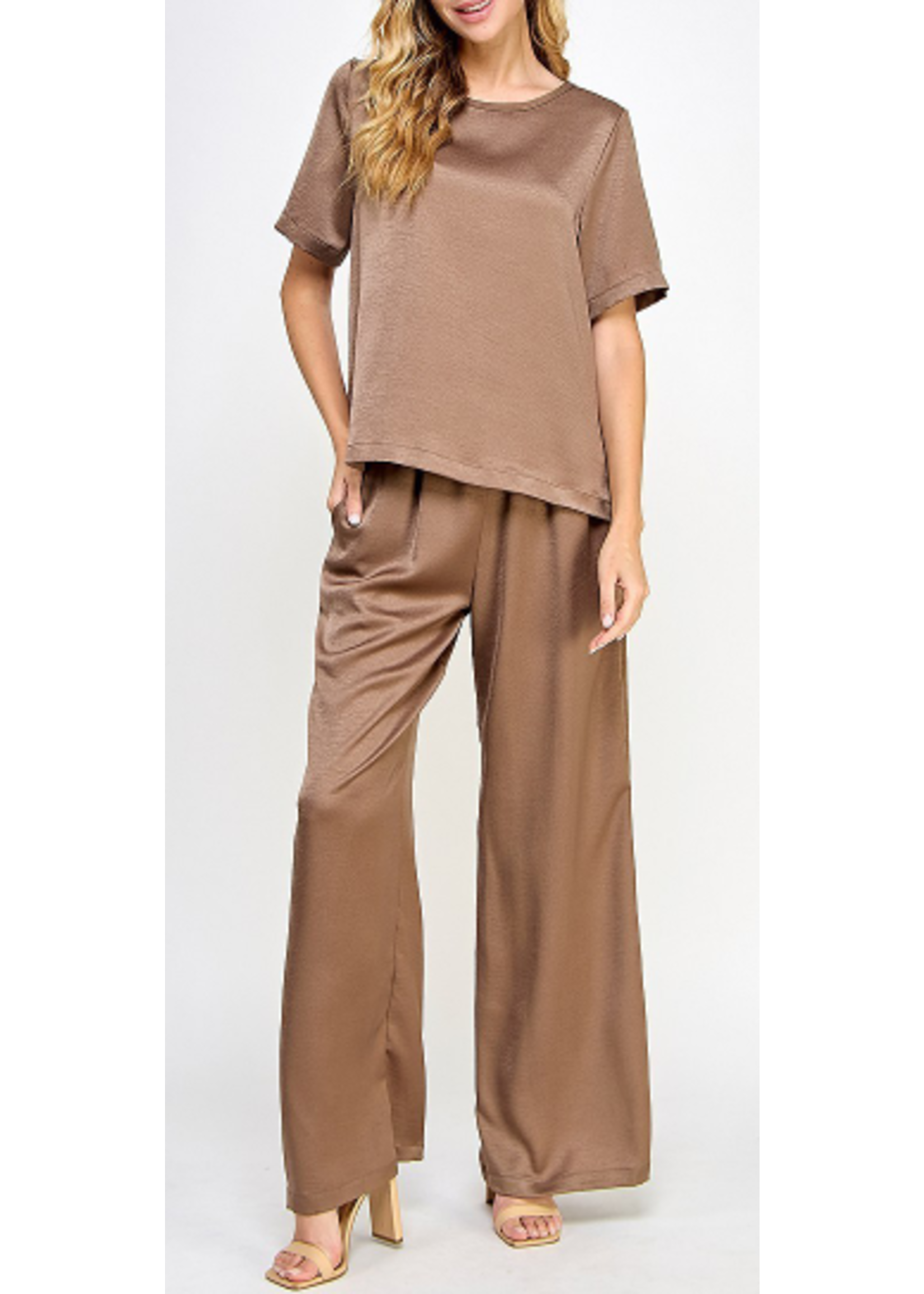 2HST3933 - SOLID SATIN 2PC SUIT SET