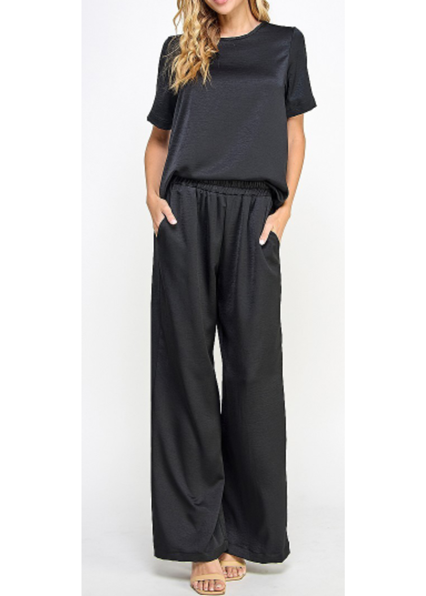 2HST3933 - SOLID SATIN 2PC SUIT SET