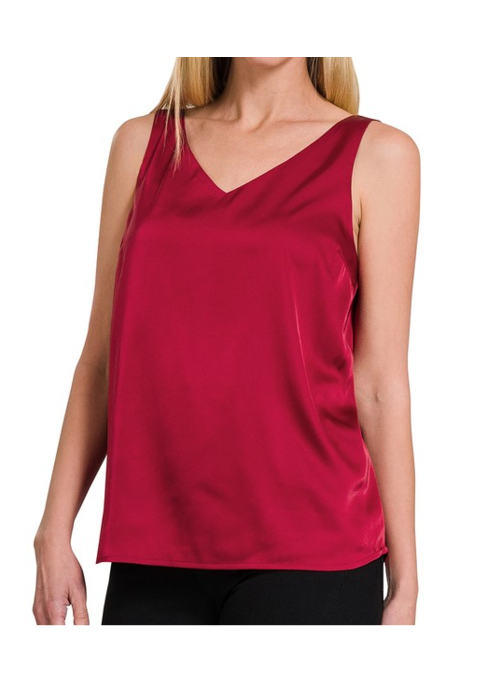 ZNQT1320 - SATIN CHARMEUSE V-NECK CAMI