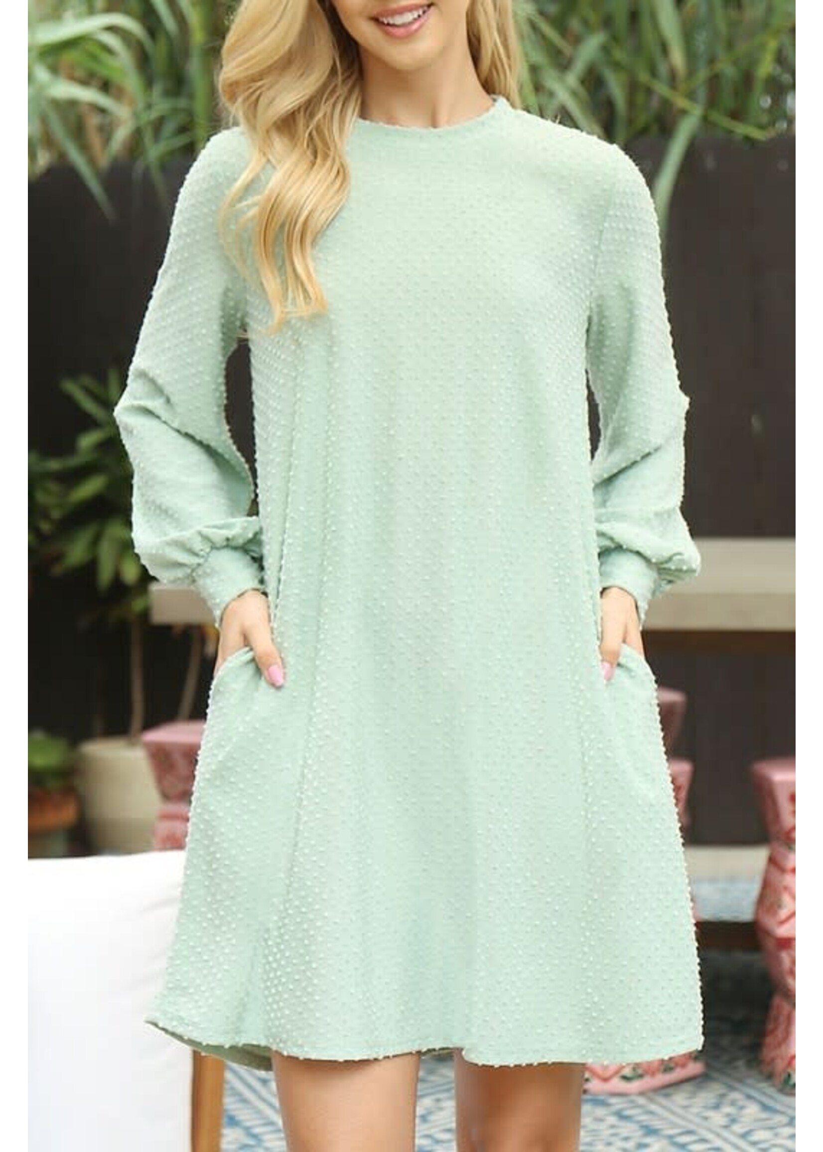 RSRSD8736 - LONG SLEEVE BRUSHED LAYERED RUFFLE HEM DRESS