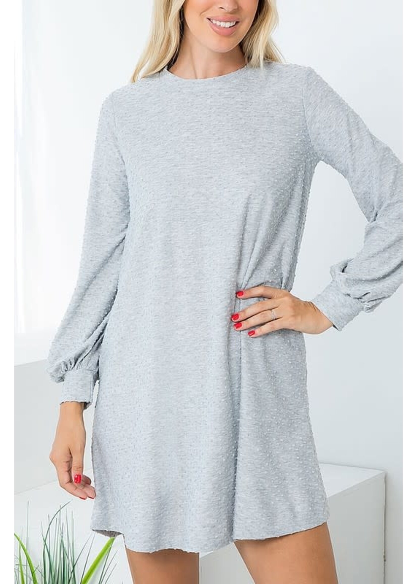 RSRSD8736 - LONG SLEEVE BRUSHED LAYERED RUFFLE HEM DRESS