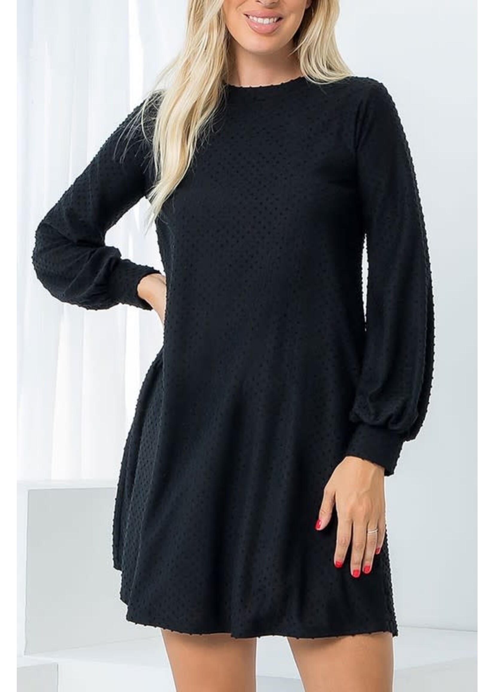 RSRSD8736 - LONG SLEEVE BRUSHED LAYERED RUFFLE HEM DRESS