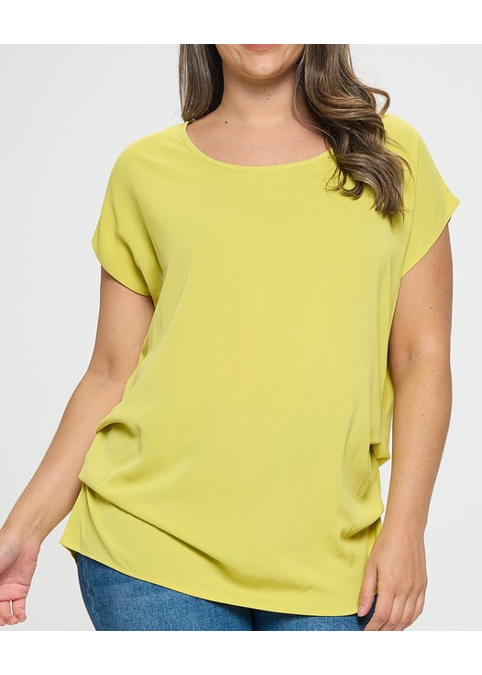 TPIT5531 - PLUS RELACED FIT TOP W SIDE RUCHED DETAIL