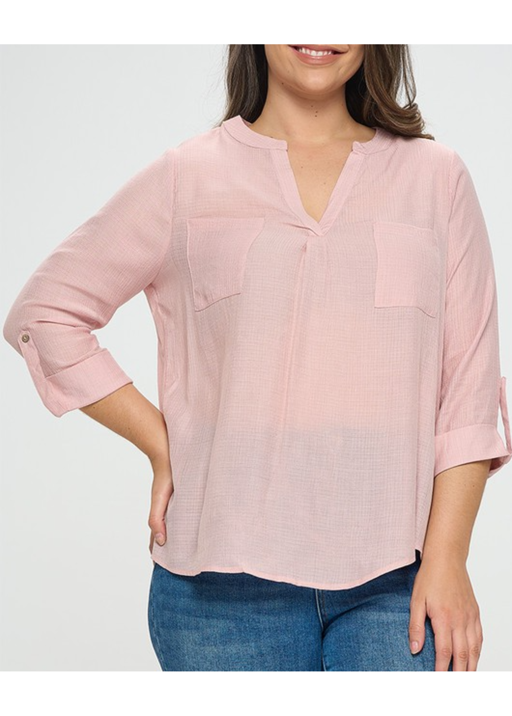 TPIT5469 - PLUS QUARTER SLEEVE RELAXED FIT BLOUSE