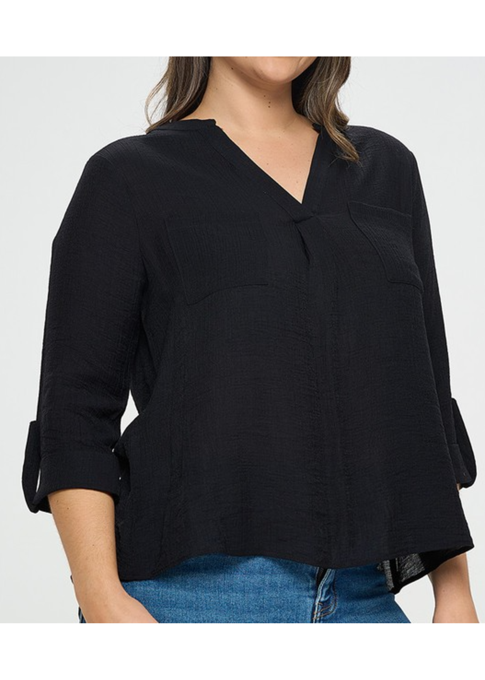 TPIT5469 - PLUS QUARTER SLEEVE RELAXED FIT BLOUSE