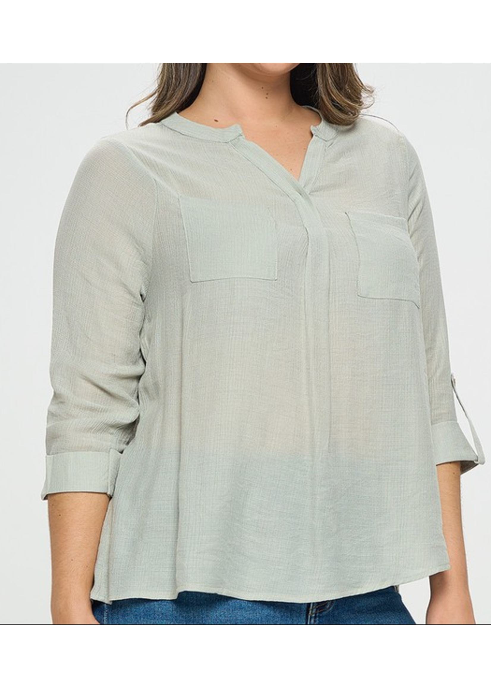 TPIT5469 - PLUS QUARTER SLEEVE RELAXED FIT BLOUSE