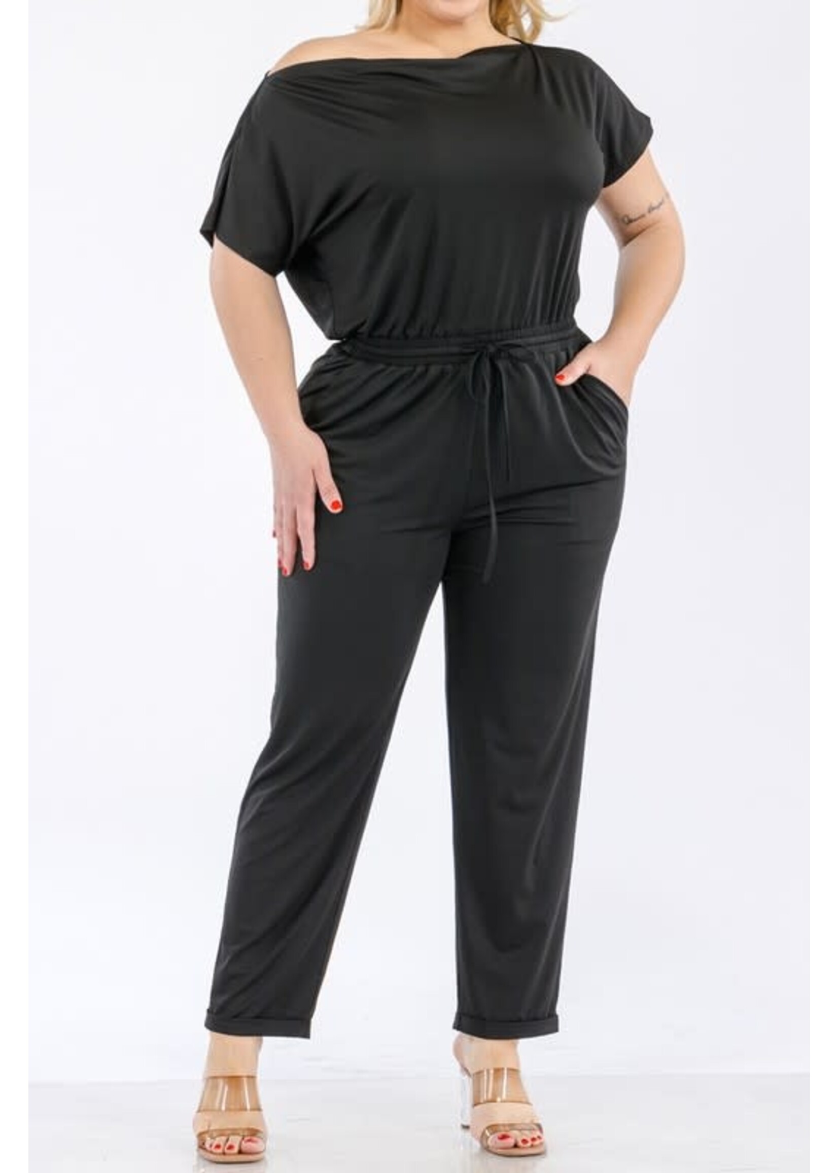 DDPDD3533 - PLUS OFF SHOULDER VENETIAN JUMPSUIT