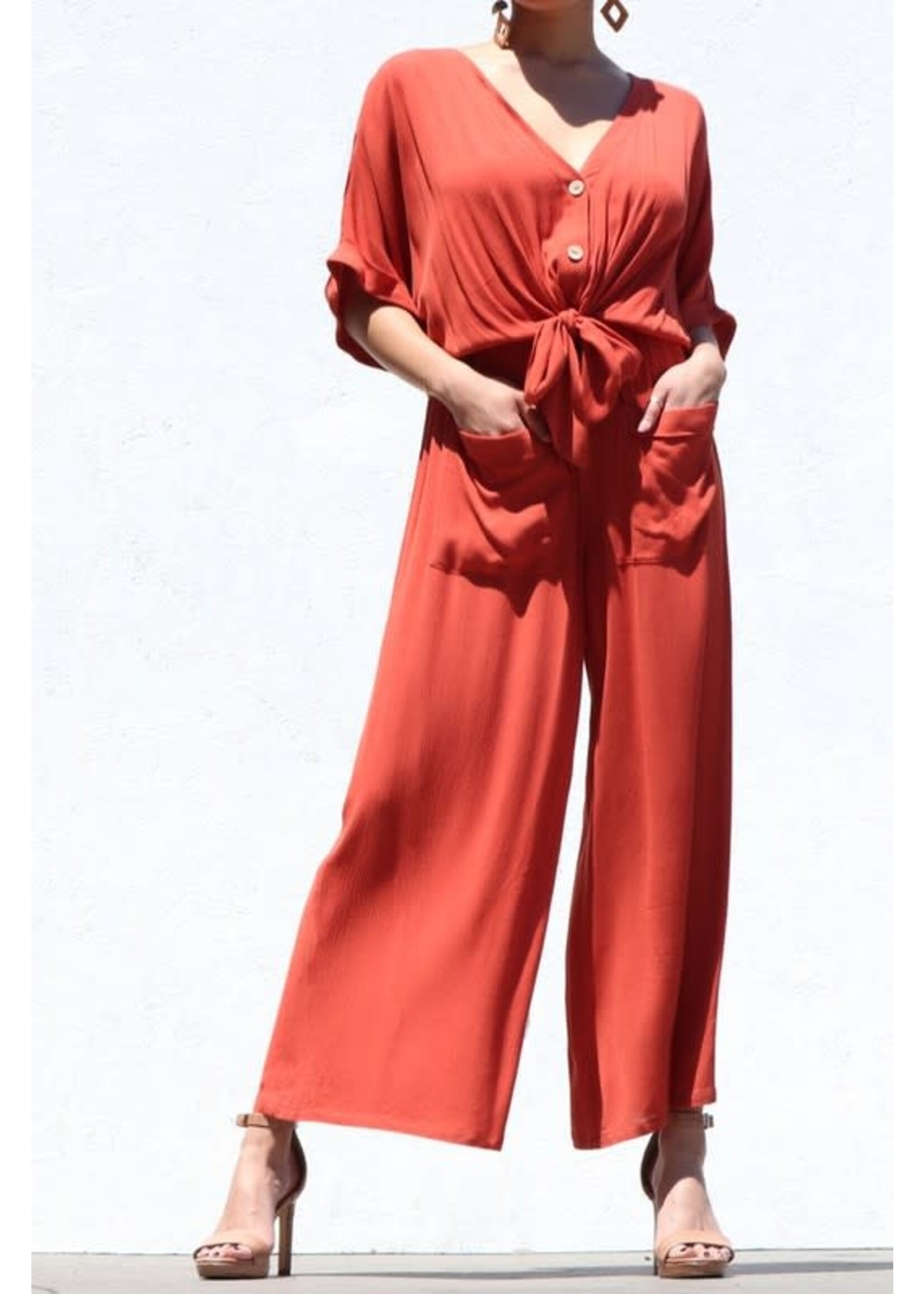 DDDD3748 - KNOT FRONT WOVEN JUMPSUIT