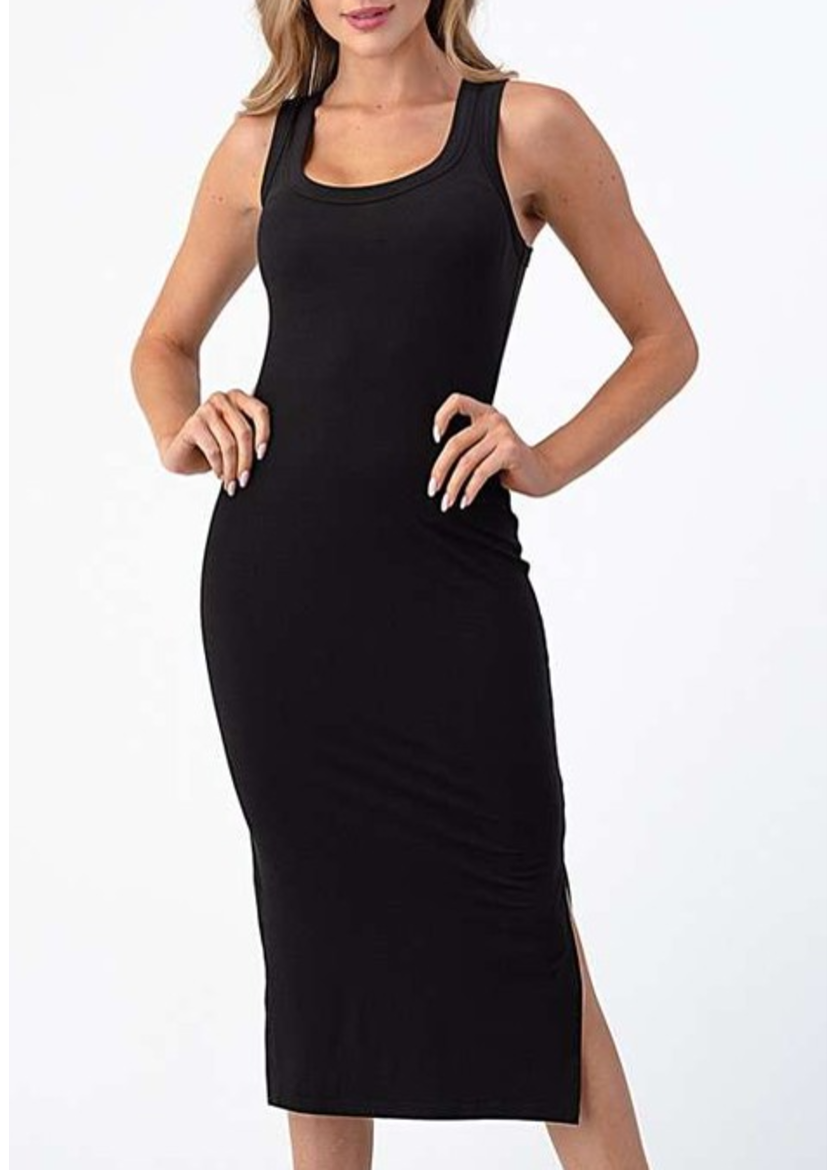 HHJD38854 - TANK SIDE SLIT MIDI DRESS