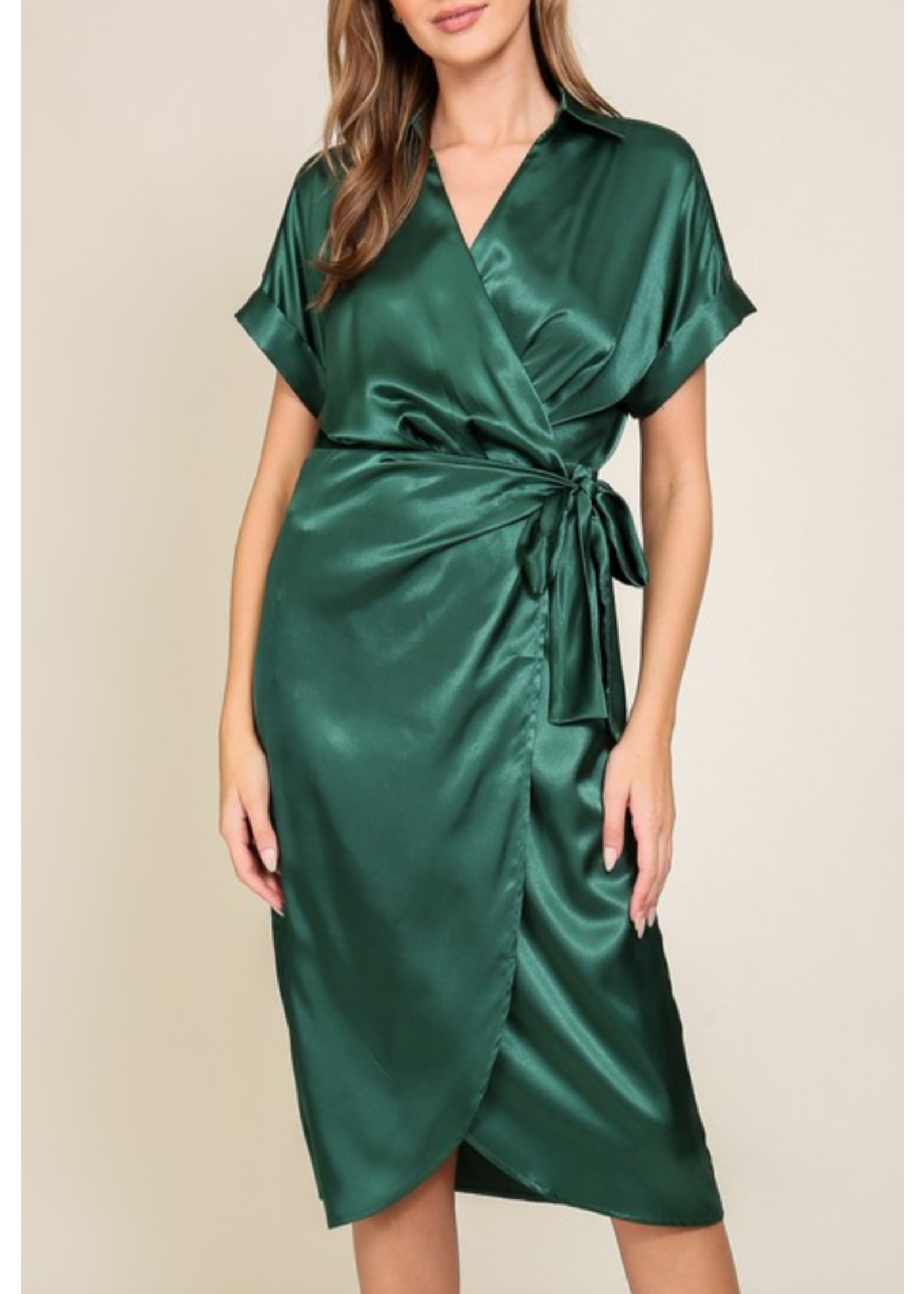 TMMD9770 - Surplice satin wrap midi