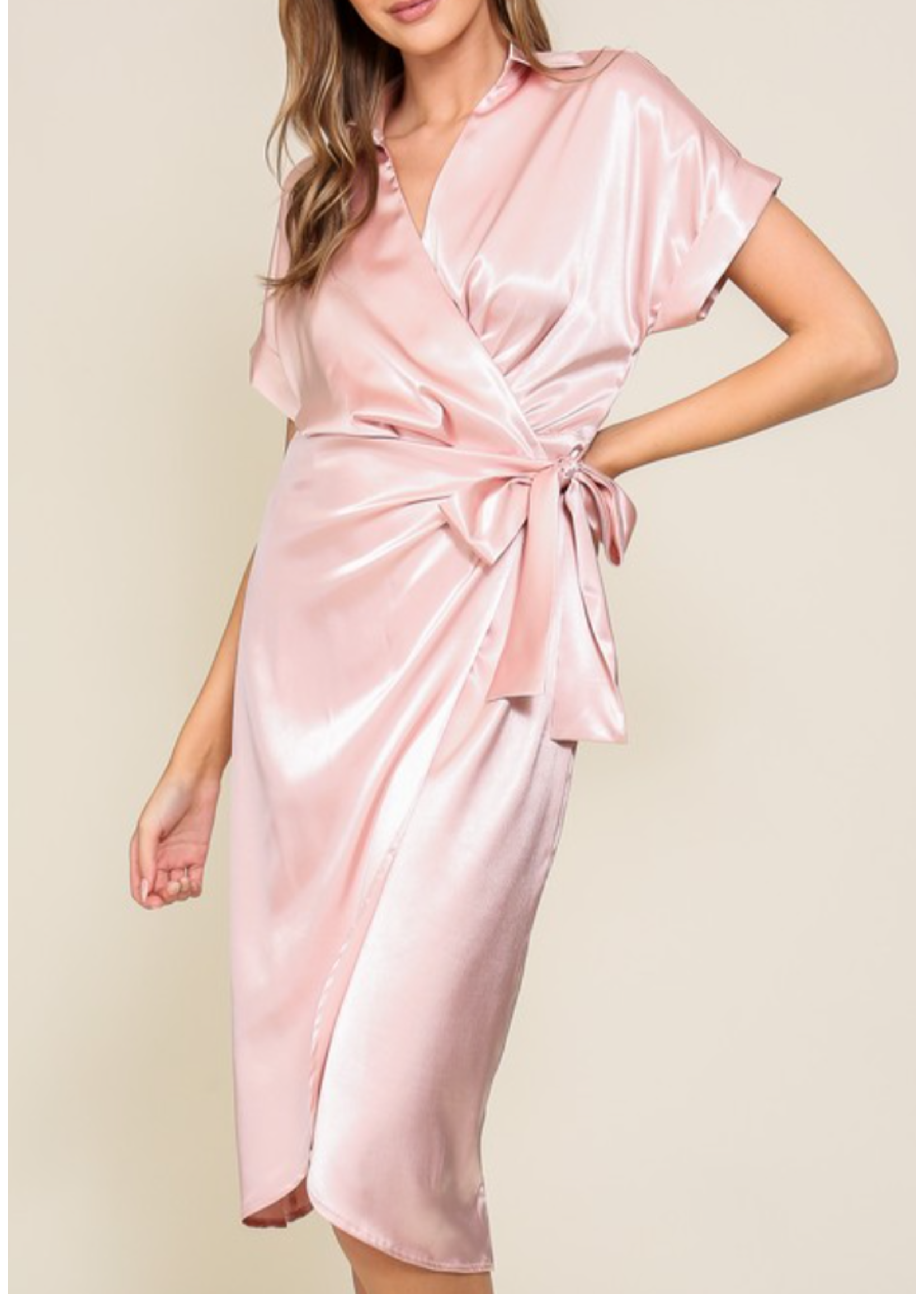 TMMD9770 - Surplice satin wrap midi