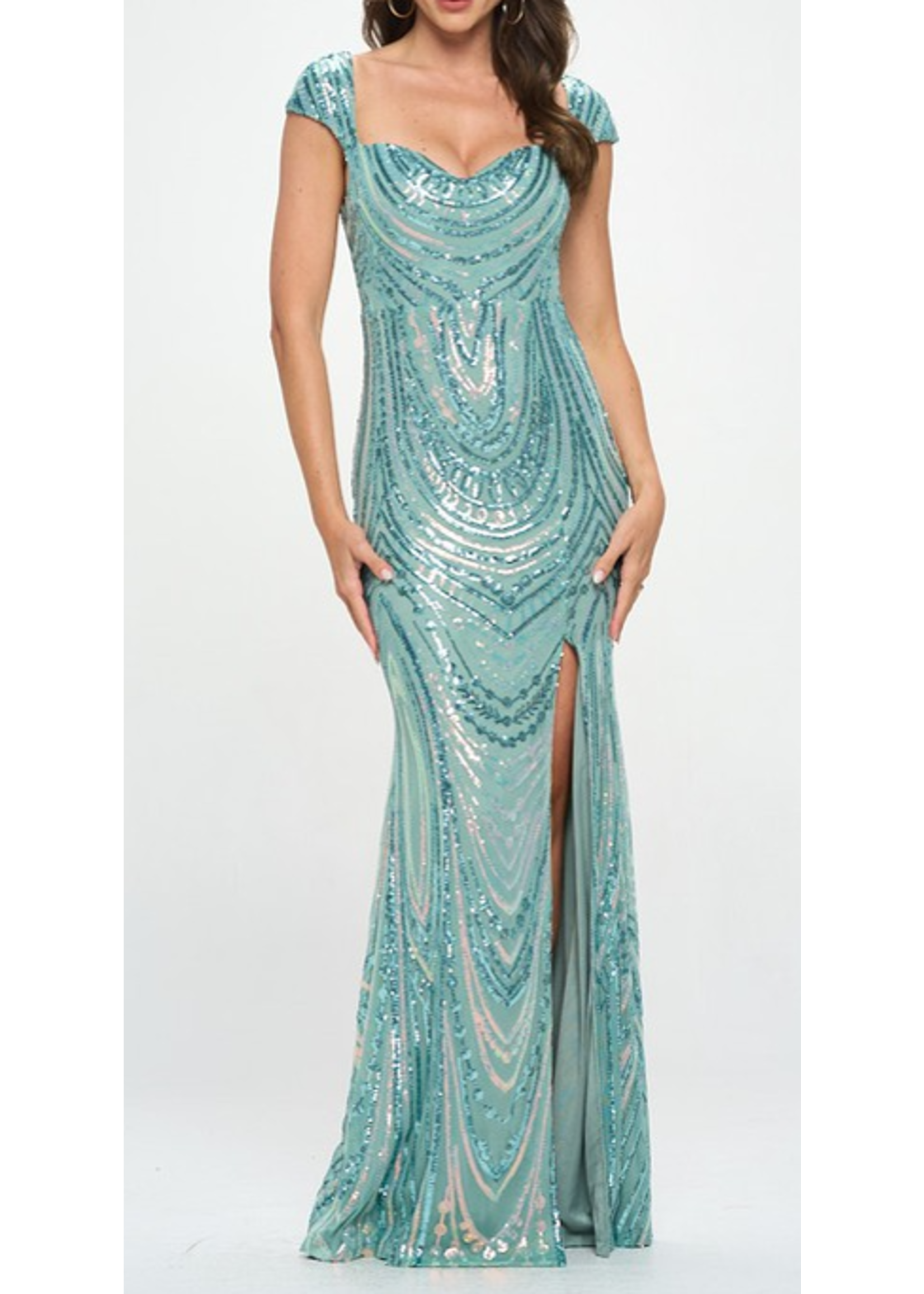 RR2140 - DETAILED SEQUINNED MERMAID GOWN