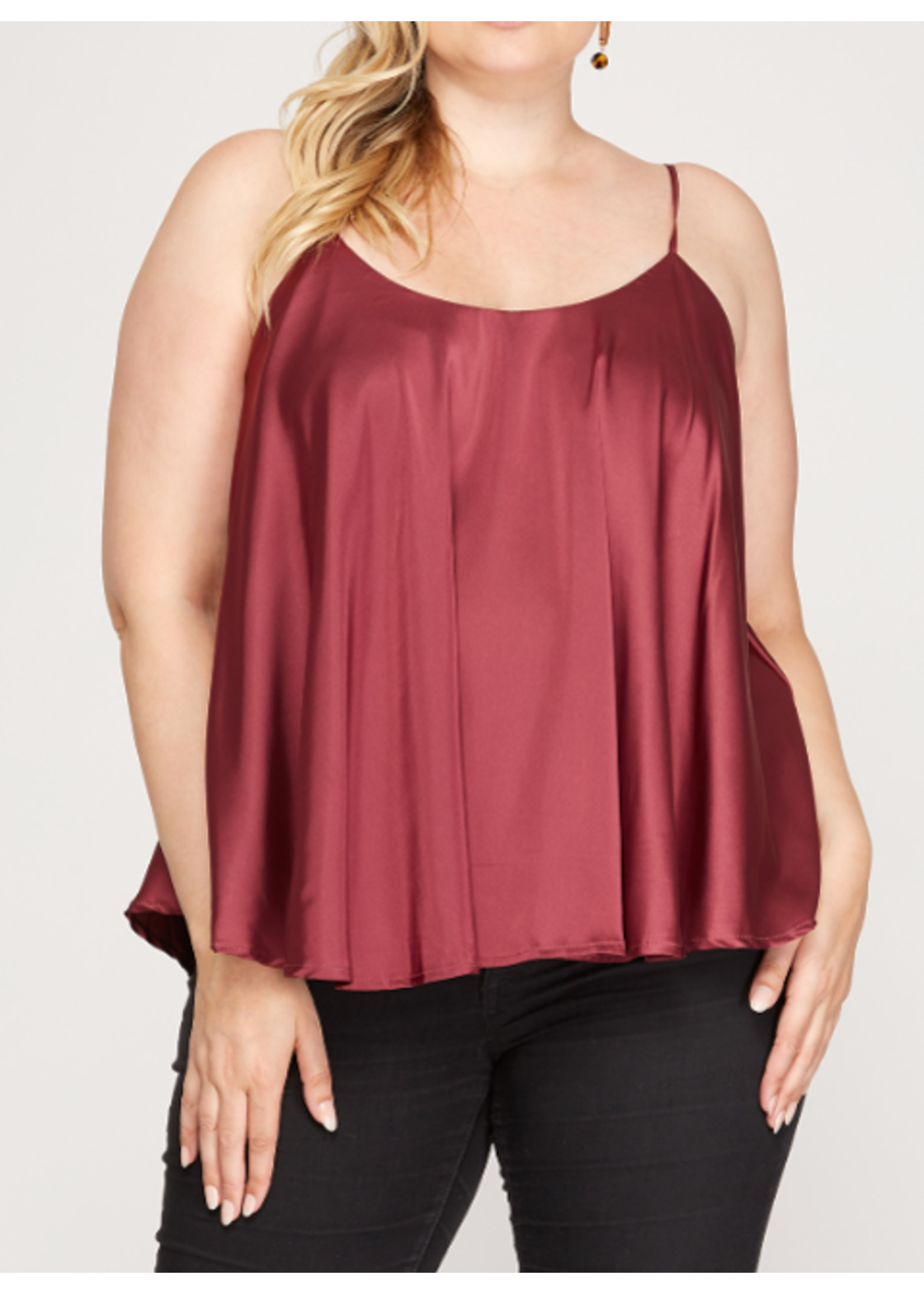 SSPSS8033 - ROUNDED SWEEP HEM SATIN CAMI TOP