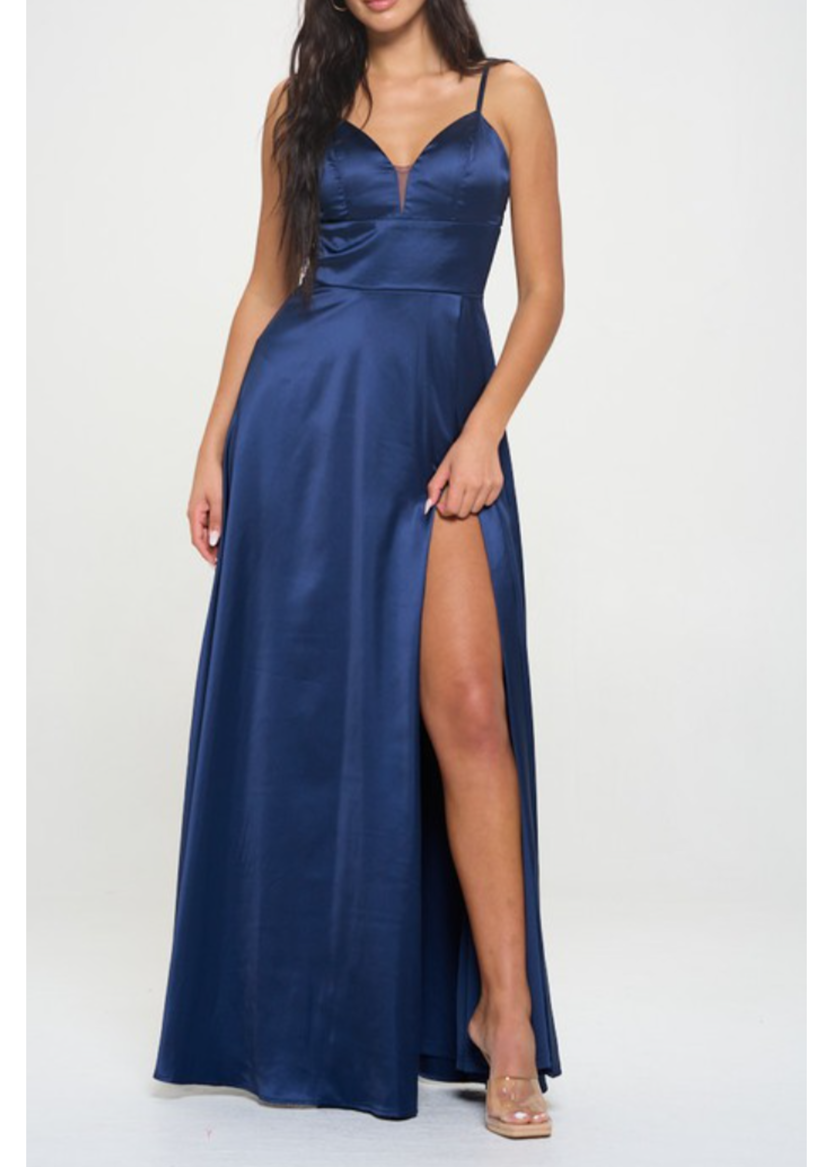 RR9296P1 - SOLID SATIN  EVENING GOWN