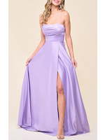 MUMF21718 - EVENING GOWN W THIN SPAGHETTI STRAP, HIGH SLIT WITH CUT OUT CORSET BACK