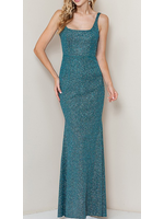 MANMF22141 - SQUARE NECK SLEEVELSS SPARKLE EVENING GOWN