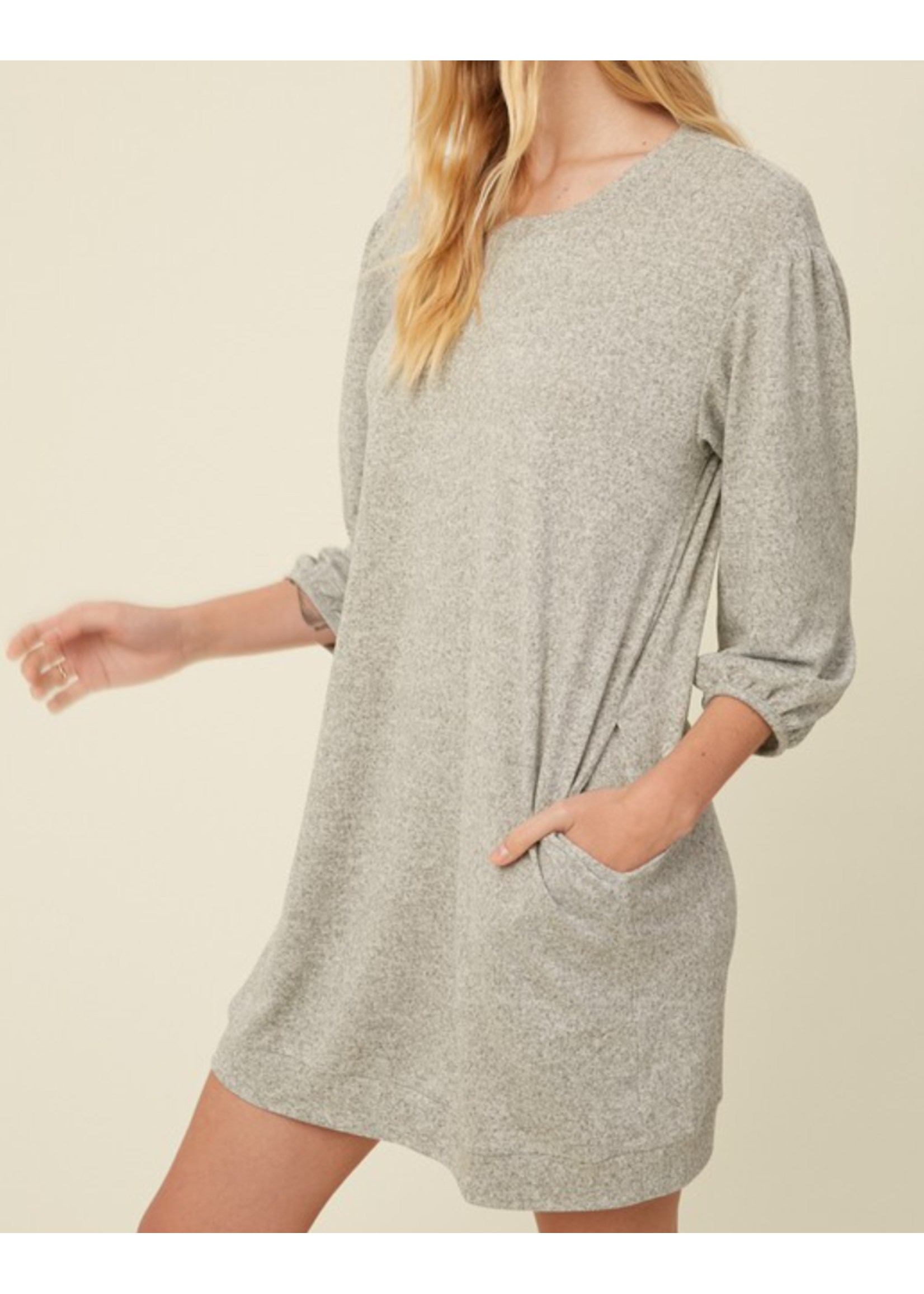 LELD0899 -  3/4 SLEEVE SHIFT DRESS