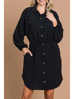 CCCWD1868 - Plus Drawstring Waist Shirt Dress