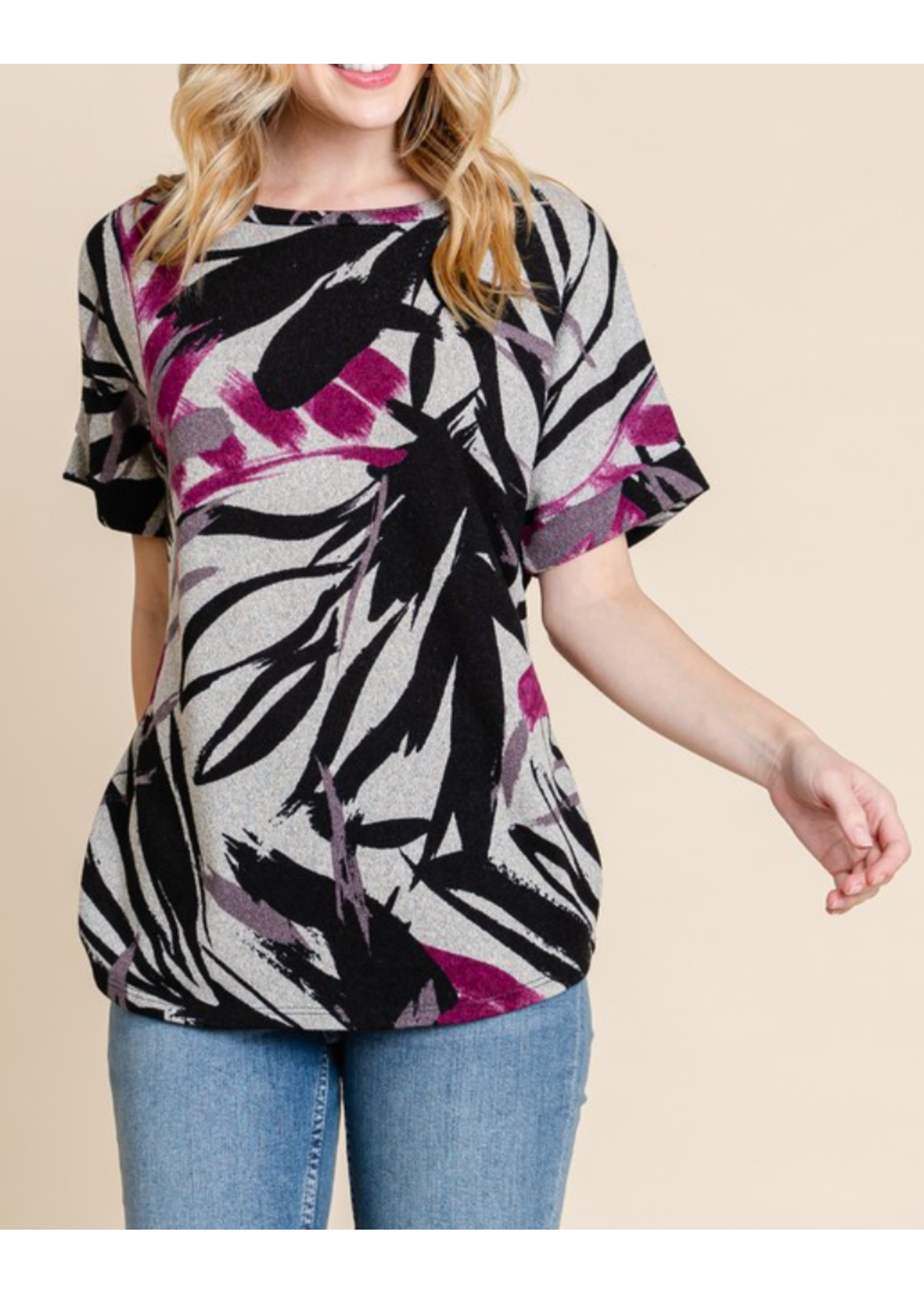 BBTL1950 - RELAXED KNIT PRINTED TOP
