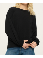 CHT24309 - Long Sleeves Stitching Detail French Terry Top
