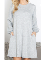 1DDED8774 - ROUND NECKLINE LONG SLEEVE SHIFT DRESS