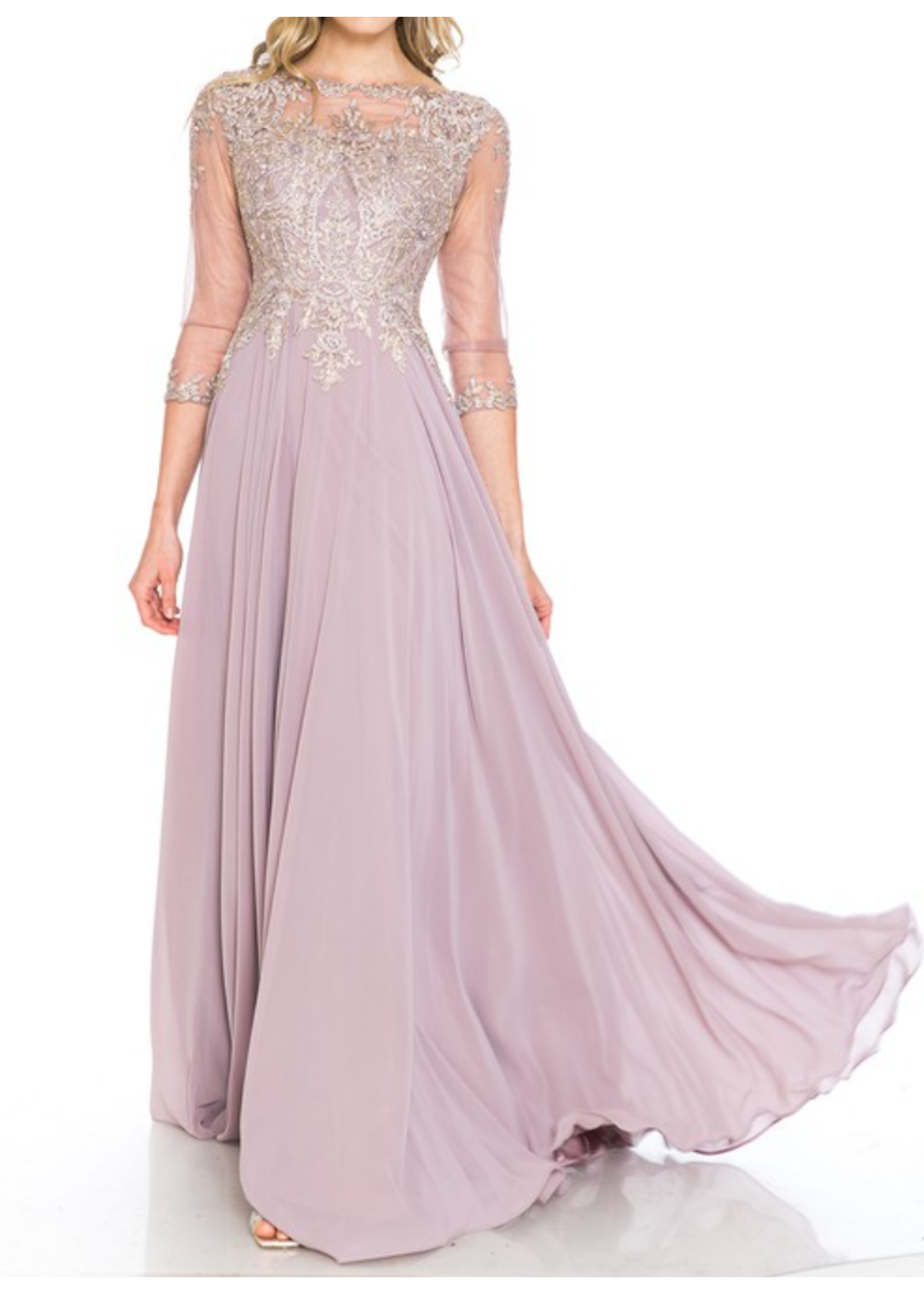 LEN8171 - EMBROIDERED SLEEVED MOB GOWN