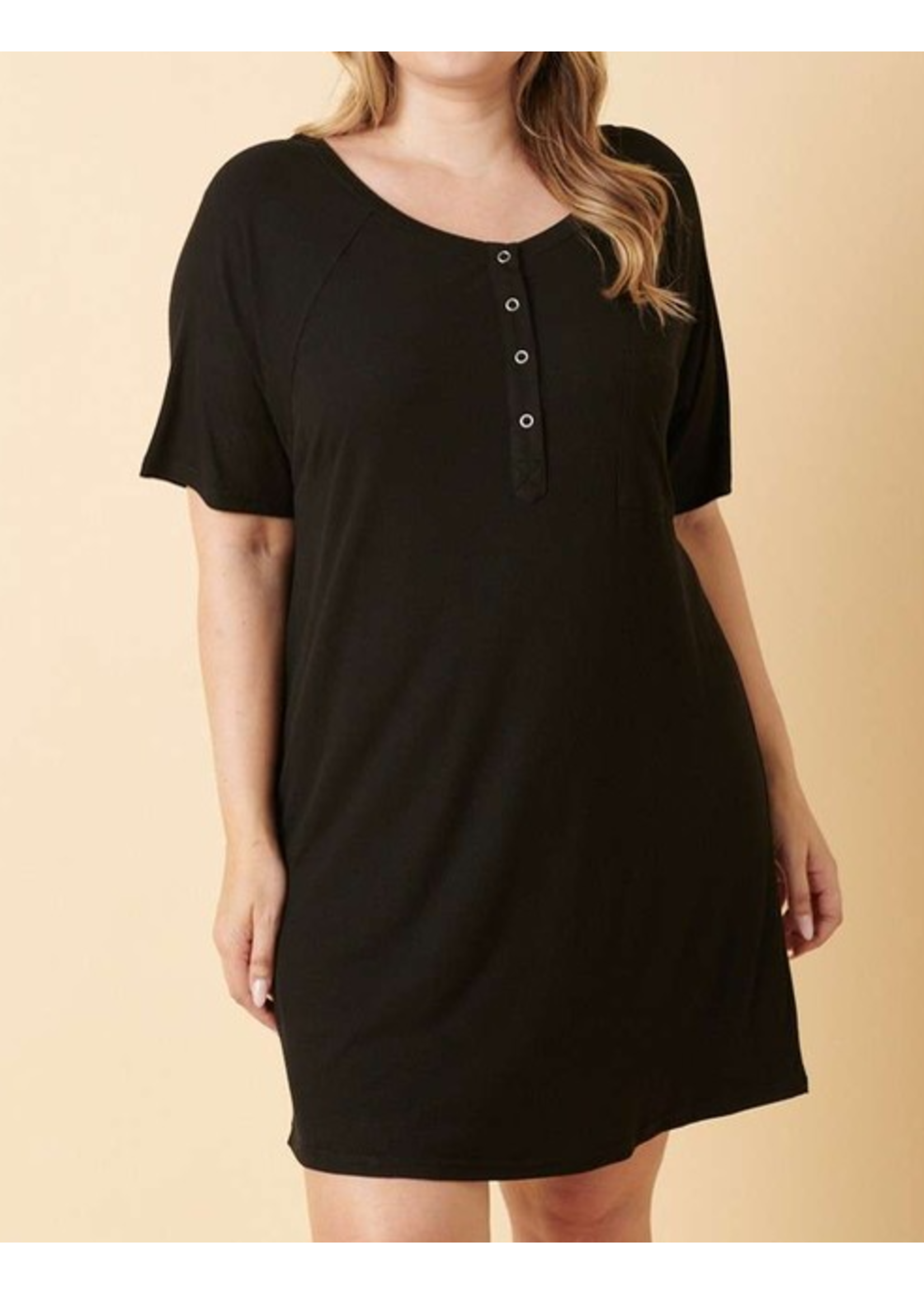 MSC4215 - PLUS RIBBED BUTTON NIT DRESS