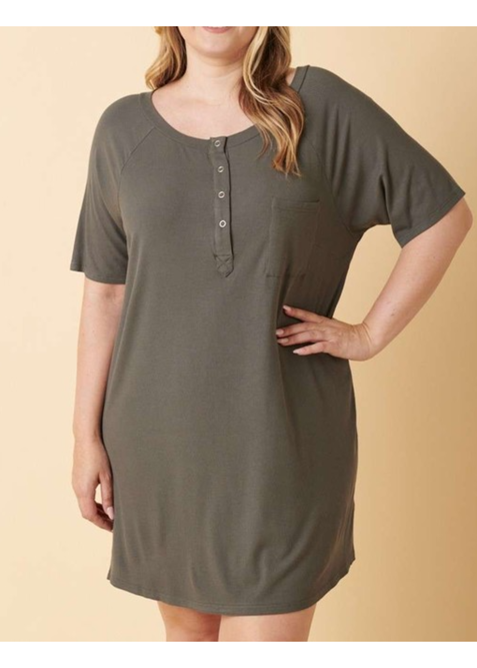 MSC4215 - PLUS RIBBED BUTTON NIT DRESS