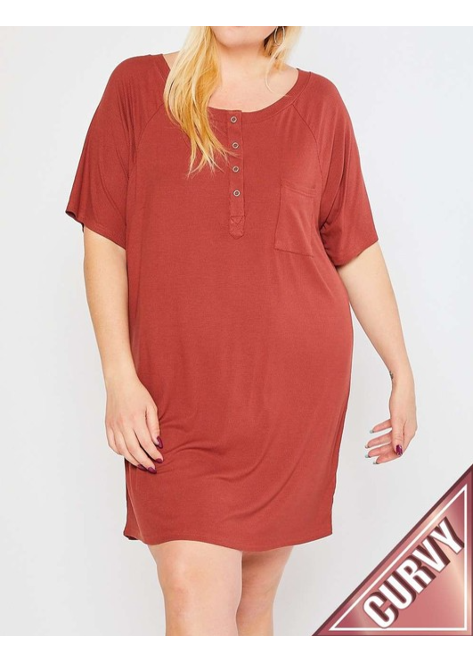 MSC4215 - PLUS RIBBED BUTTON NIT DRESS