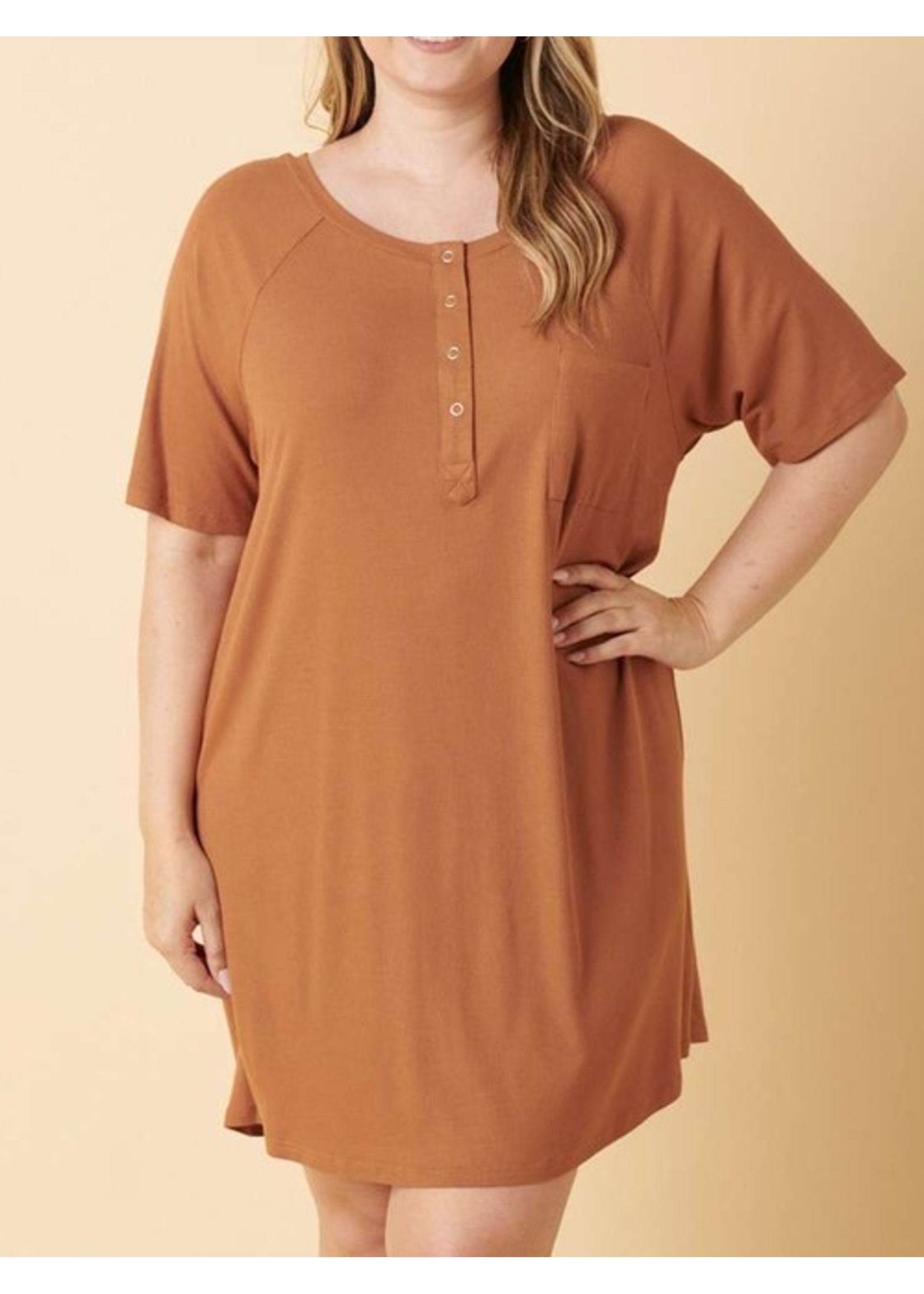 MSC4215 - PLUS RIBBED BUTTON NIT DRESS