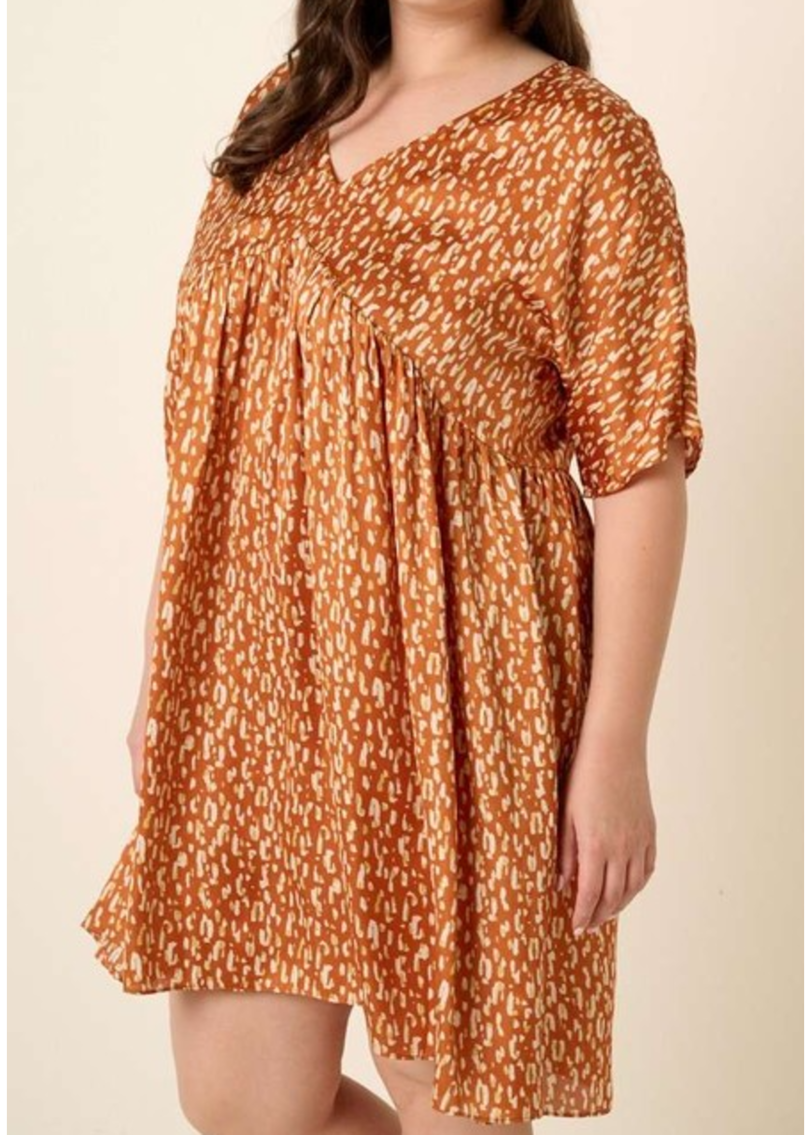 MSH4249 - PLUS ANIMAL PRINT BABYDOLL DRESS