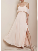 SBM19499 - OFF SHOULDER DRAPING BRIDESMAID DRESS