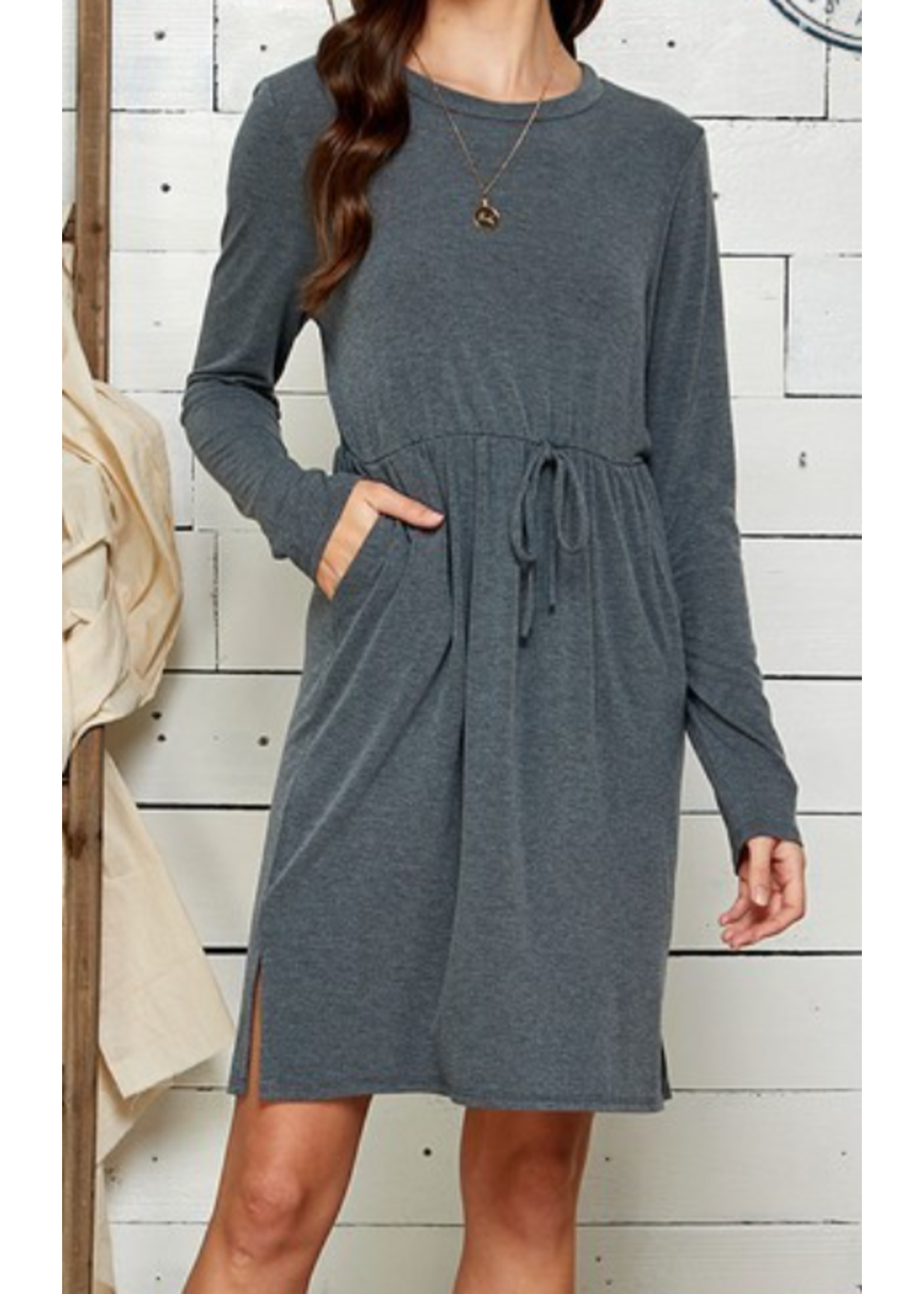 SLSD21094P - PLUS LONG SLEEVE SHIFT DRESS