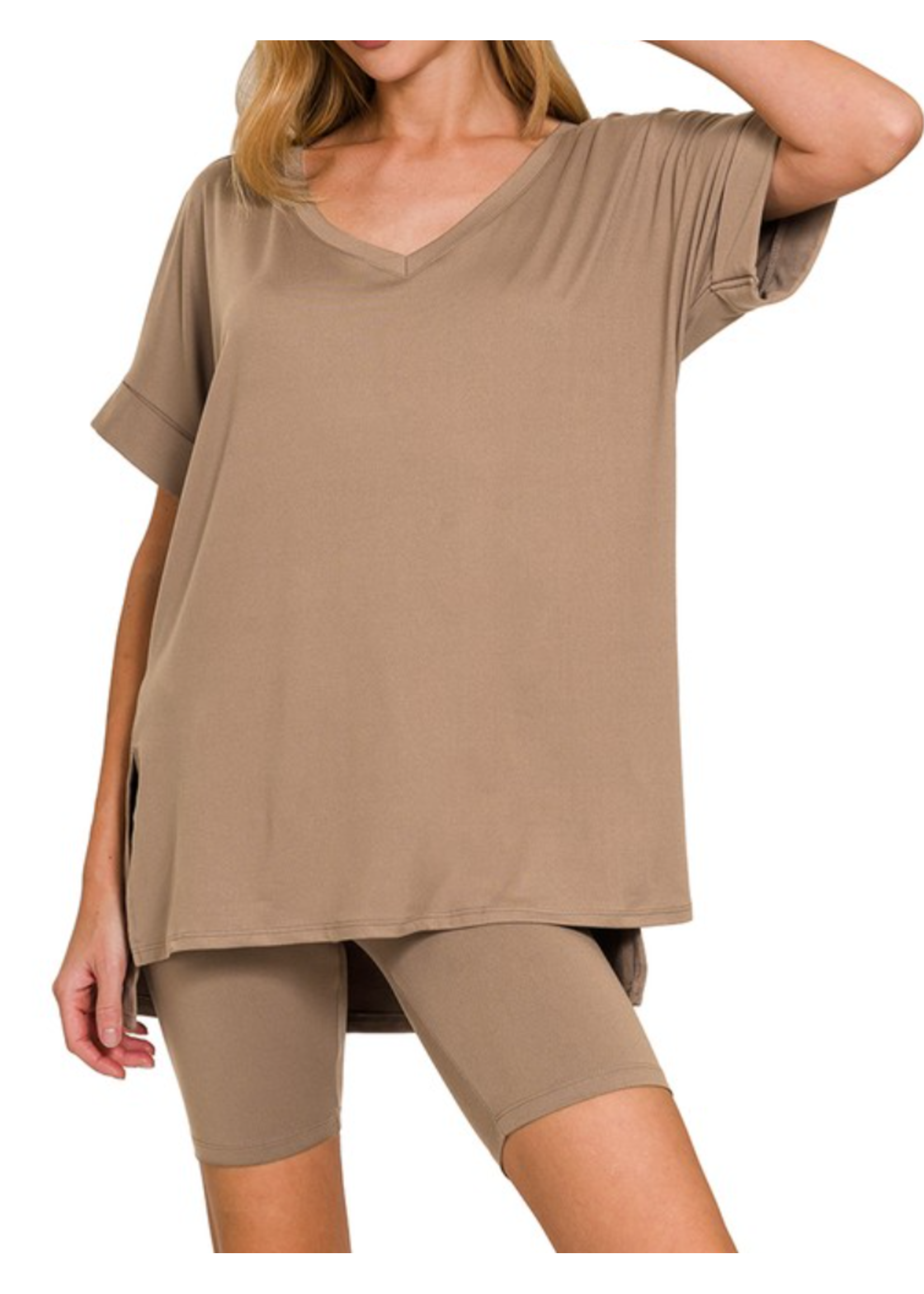 ZNMTMP57032 - MICROFIBER BIKER SHORT LOUNGE SET