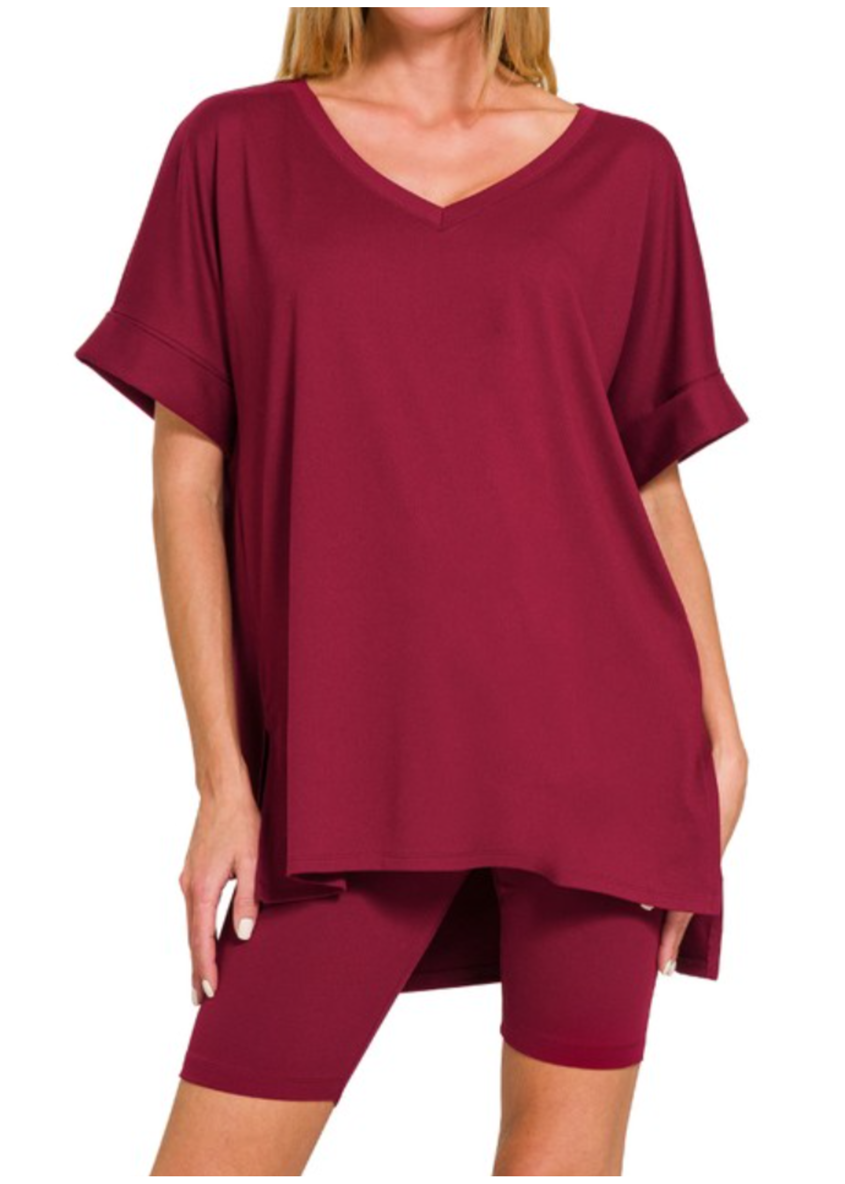 ZNMTMP57032 - MICROFIBER BIKER SHORT LOUNGE SET