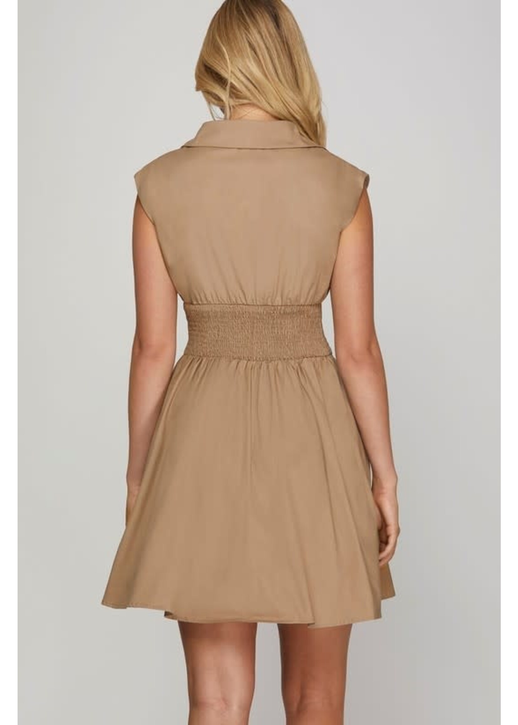 SSSY8156 - DROP SHOULDER SMOCKED WAIST W FRONT ZIP UP AND CONTRAST PIPING