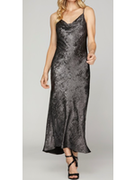 SSSY7676-  GLITTER WOVEN COWL NECCK  MIDI