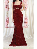 MQRQ8004 -  SEQUINNED CUT OUT EVENING GOWN