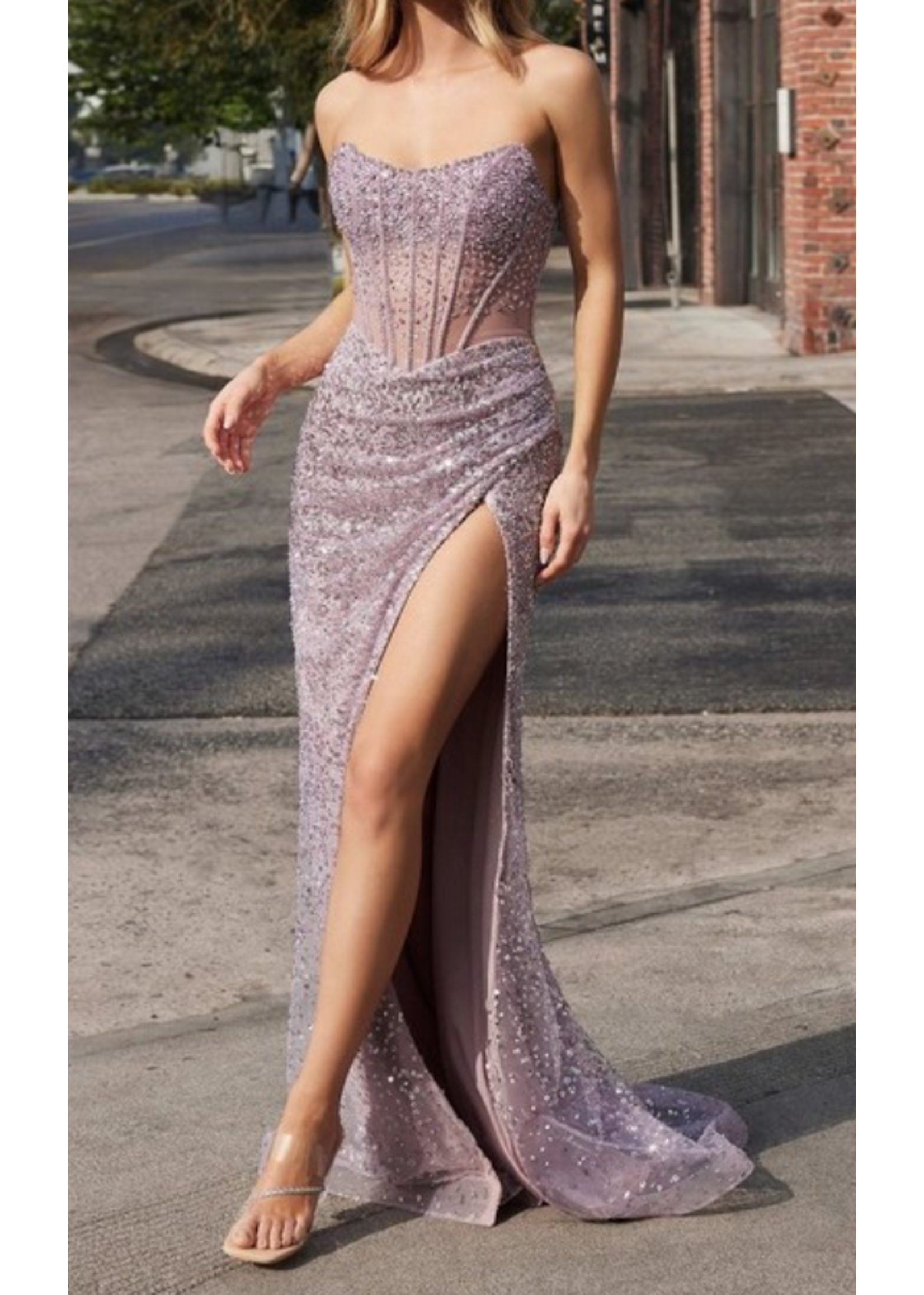 CDC164 - EVENING GOW/STRAPLESS CORSET FULLY BEADED FITTED W SLIT