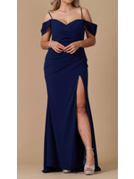 WDDD1320 -  EVENING GOWN / OFF SHOULD W SPAGHETTI STRAP SHETH GOWN W SLIT