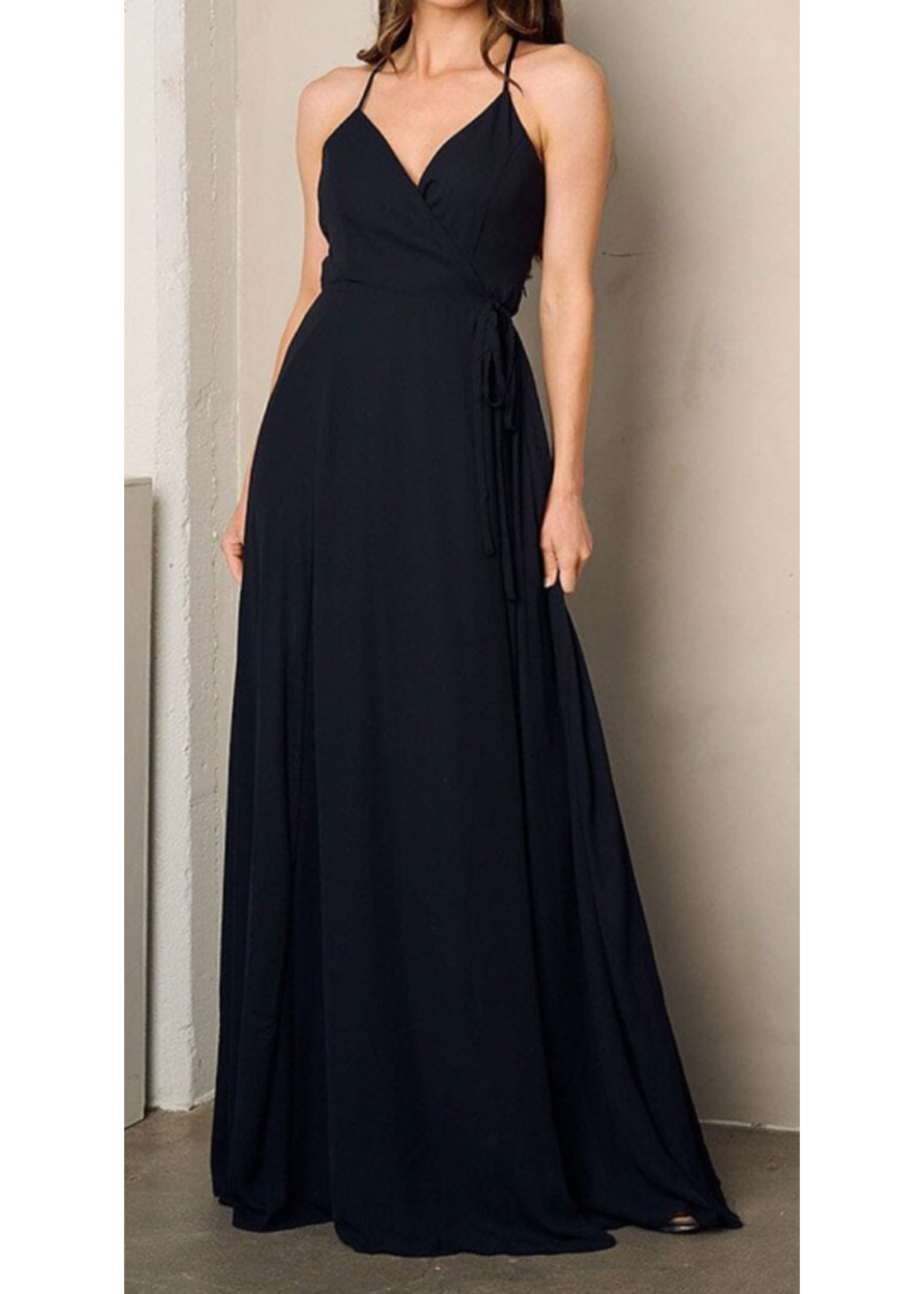 RSRVWT5646 - EVENING GOWN SLEEVELESS SELF TIE GOWN