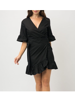 RSRSSW4908 - RUFFLED SHORT SLEEVES TIED MINI DRESS