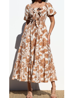 DDDD6803 - SMOCKED TOP WOVEN MIDI DRESS