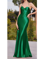 LDCH112 - SATIN CORSET FITTED EVENING GOWN