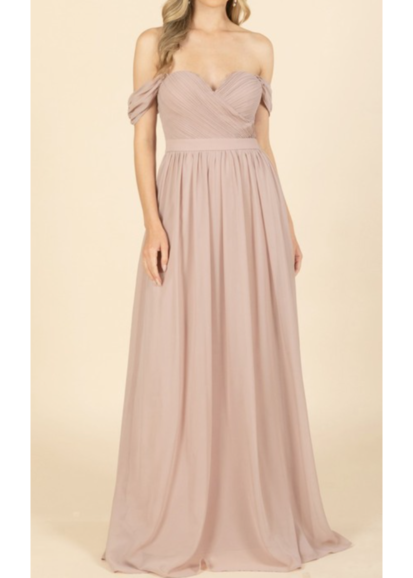 MJMF24516 - OFF SHOULDER CHIFFON GOWN