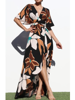 DDDD7106 - PRINTED TWIST WOVEN MAXI DRESS