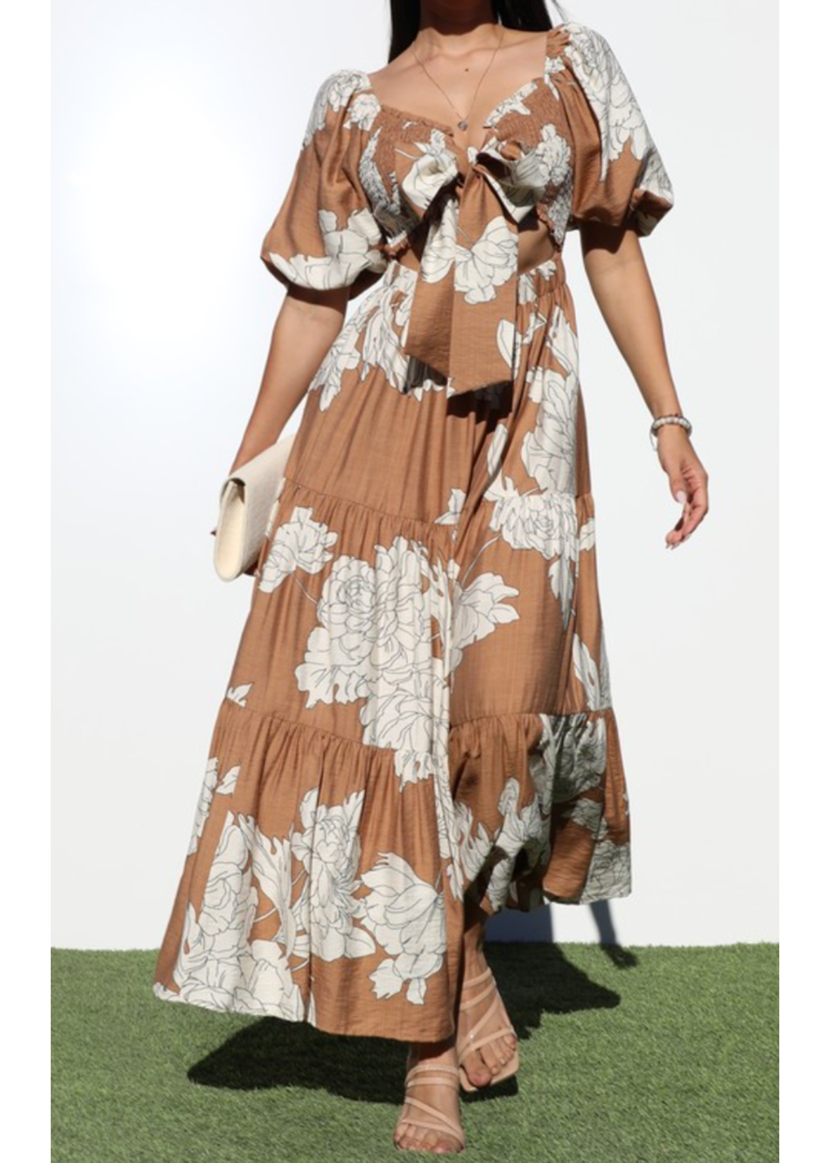 DDDD6811 - MULTI WAY FRT AND BK TOP WOVEN MIDI DRESS