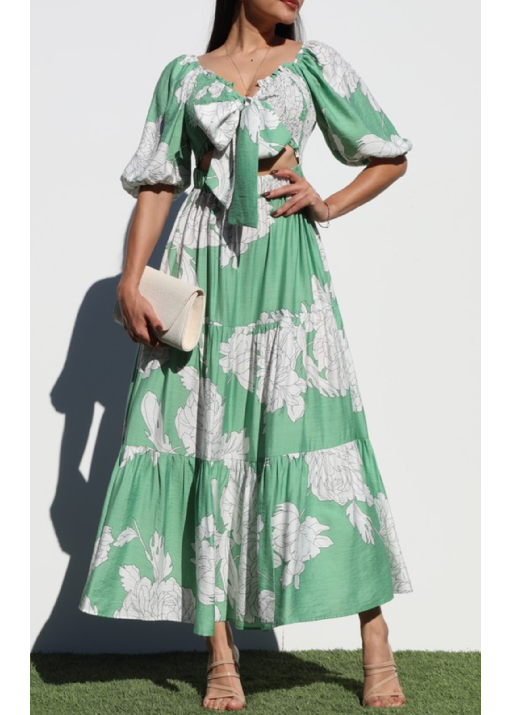 DDDD6811 - MULTI WAY FRT AND BK TOP WOVEN MIDI DRESS