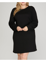 SSPSY5426 -  PLUS - LONG BALLOON SLEEVE KNIT DRESS
