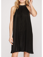 SSSY3999 - SLEEVELESS PLISSE PLEATED DRESS WITH LINING